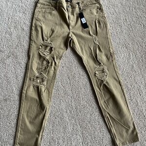 Tan Fashion Nova Distressed Skinny Jeans